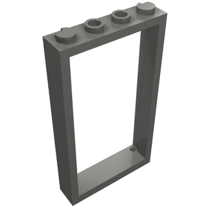Gray LEGO Door Frame 1x4x6 with four hollow studs on top and one pinhole on the bottom bar.