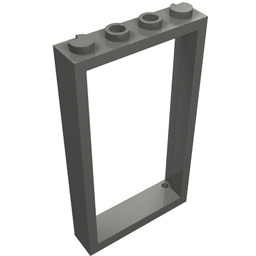 Gray LEGO Door Frame 1x4x6 with four hollow studs on top and one pinhole on the bottom bar.