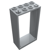 Light grey LEGO Door Frame 2x4x6 (part 60599) with 8 studs on top, featuring hinge pin cutouts.
