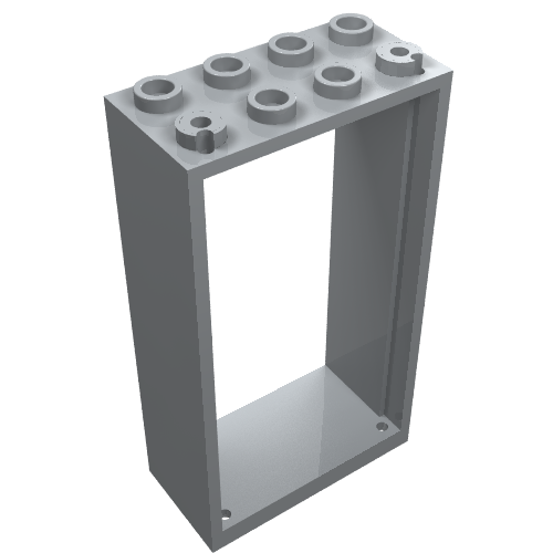 Light grey LEGO Door Frame 2x4x6 (part 60599) with 8 studs on top, featuring hinge pin cutouts.