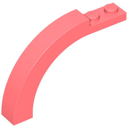 Pink LEGO Arch 1x6x3 1/3 Curved Top piece, with two studs visible on one flat end.