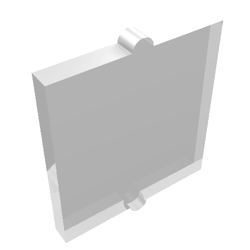 Translucent LEGO 60601 Glass for Window 1 x 2 x 2 Flat Front element, showing top and bottom studs.