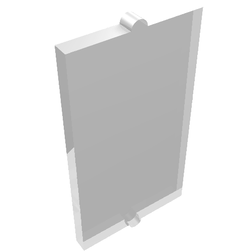 LEGO 60602 Glass for Window 1x2x3 Flat Front, clear/light gray, with top curved tab and bottom stud.