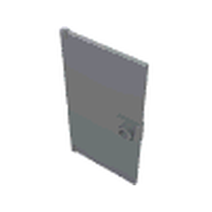 Grey LEGO Door 1 x 4 x 6 with a single stud handle on the right side, viewed from an angle.