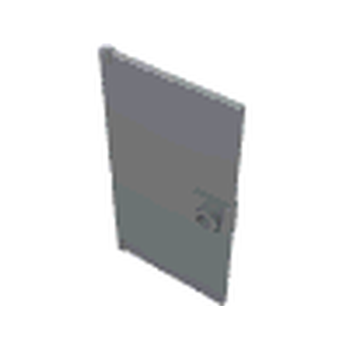 Grey LEGO Door 1 x 4 x 6 with a single stud handle on the right side, viewed from an angle.
