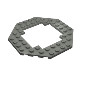 Gray LEGO Plate, Modified 10 x 10 Octagonal with 6 x 6 Open Center (Part 6063)