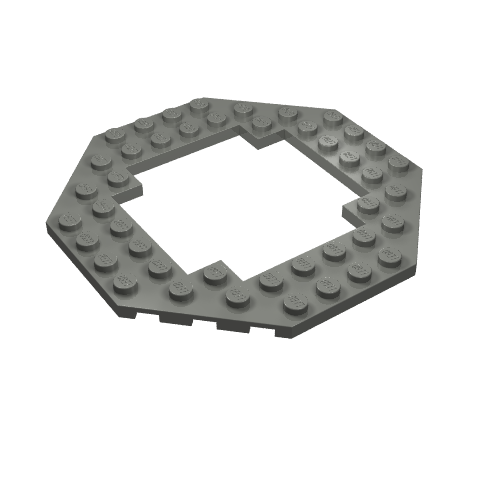 Gray LEGO Plate, Modified 10 x 10 Octagonal with 6 x 6 Open Center (Part 6063)