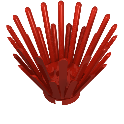Red LEGO Plant Prickly Bush 2x2x3 Extension with 2x2 Center, featuring numerous textured spikes on a round base.