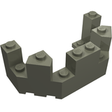 Grey LEGO 6066 Castle Turret Top brick, U-shaped with battlements and studs.