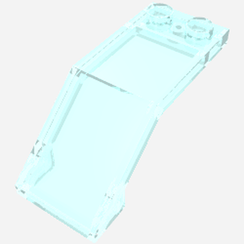 LEGO 6070 Trans-Light Blue Windscreen 5 x 2 x 1 2/3, an angled transparent brick with two studs.