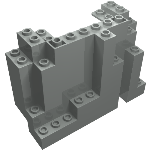 Grey LEGO 6082 Rock Panel 4 x 10 x 6 Rectangular (BURP) brick with studs on top and sides, viewed from an angle.