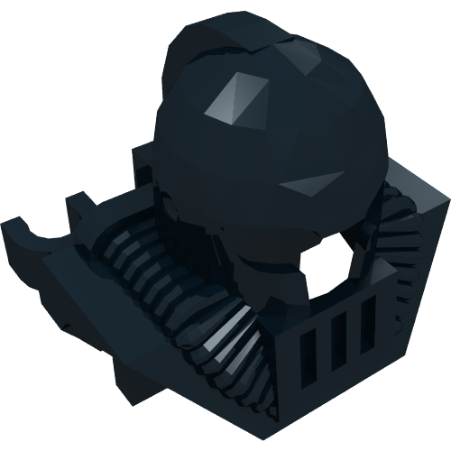 A dark grey LEGO Minifigure Aquashark helmet with a rounded top, visor opening, and ribbed side details.