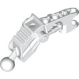 White LEGO Bionicle Av-Matoran leg section with ball joint and ball socket connector.