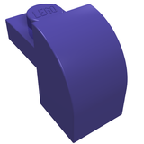 A single purple LEGO 6091 Brick Curved 1 x 2 x 1 1/3 with Curved Top, viewed from an angled perspective.