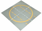 LEGO 6099pb01 32x32 grey landing pad baseplate with yellow circle, white 1-way lines & yellow lines not touching circle.