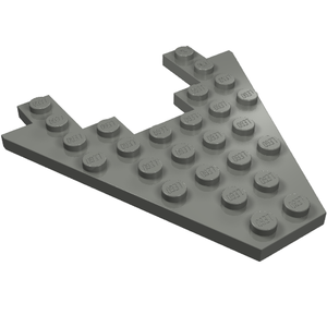 Gray LEGO 6104 wedge plate, 8x8 with a 3x4 cutout, featuring studs on top.