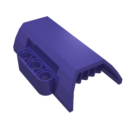 Dark purple LEGO Technic Panel Engine Block Half / Side Intake (61069) with three pinholes and a ribbed opening.