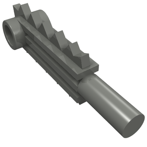 Gray LEGO Minifigure Utensil Tool Chainsaw Blade, featuring sharp teeth on one side and a cylindrical shaft.