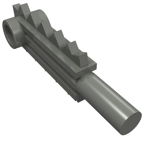 Gray LEGO Minifigure Utensil Tool Chainsaw Blade, featuring sharp teeth on one side and a cylindrical shaft.