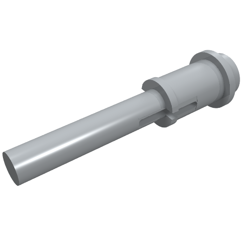 Light gray LEGO Technic 61184 Pin 1/2 with 2L Bar Extension (Flick Missile) showing its cylindrical body and pin slots.