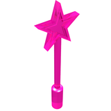 Translucent pink LEGO Minifigure Utensil Magic Wand with a five-point star on top and a cylindrical base.