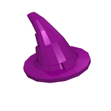 Purple LEGO Minifigure Headgear Hat, Wizard / Witch, part 6131, on a white background.