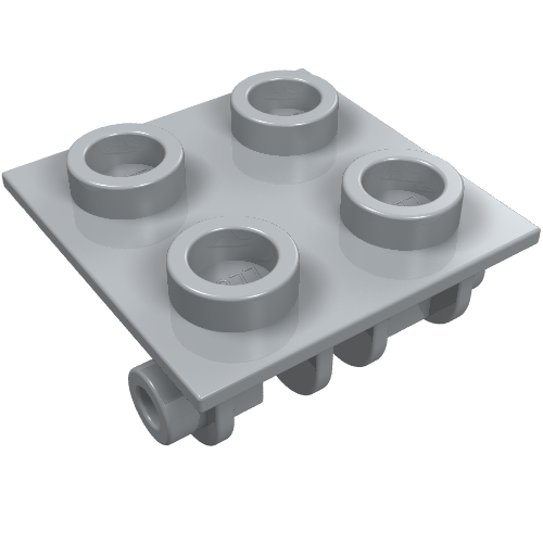 Light gray LEGO 2x2 hinge brick top plate, part 6134, with four studs and a side hinge barrel.