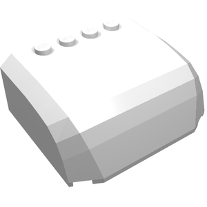 White LEGO 61484 Windscreen 5 x 6 x 2 Curved Top Canopy with 4 Studs, showing textured studs on top.