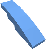 Blue LEGO 61678 Slope, Curved 4 x 1 brick, viewed from an isometric angle.