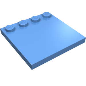 Light blue LEGO 4x4 tile with four studs along one edge, viewed from an angle. Studs have 'LEGO' branding.