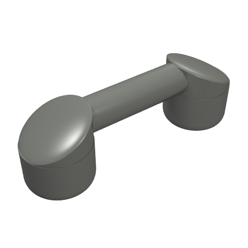 Grey LEGO Bar 1 x 3 with 2 Stud Receptacles, often used as a radio handle or telephone handset.