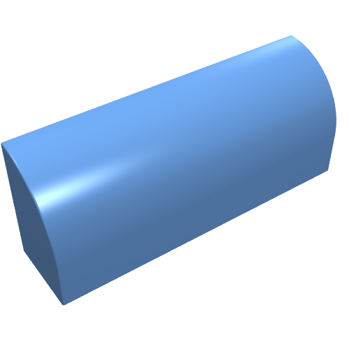 Light blue LEGO Slope, Curved 1 x 4 x 1 1/3 brick.