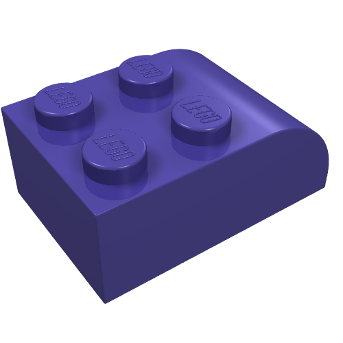 A single purple LEGO 6215 Slope, Curved 3 x 2 brick with four studs on top.