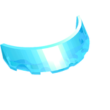 Light blue translucent curved LEGO windscreen 3x6x1 piece.