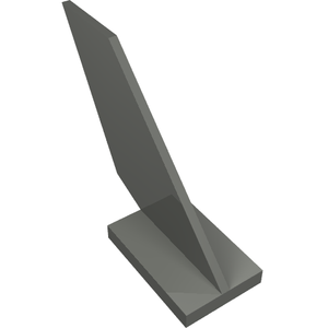 Dark grey LEGO 6239 Tail Shuttle brick, a wedge-shaped piece standing upright on a flat rectangular base.