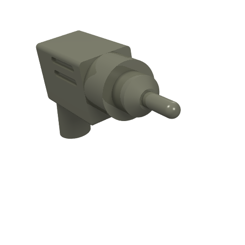 Angled view of a grey LEGO Minifigure Tool Power Drill (part 6246c) on a white background.