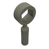 Grey LEGO minifigure utensil tool box wrench with a 6-rib handle and hexagonal opening.