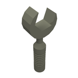 Dark gray LEGO minifigure open end wrench with 6-rib handle.
