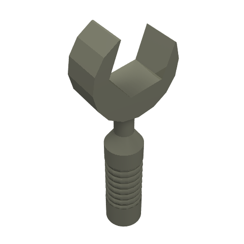 Dark gray LEGO minifigure open end wrench with 6-rib handle.