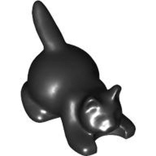 LEGO 6251 black cat figure, crouching with its tail raised.