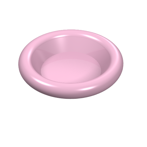 A light pink LEGO Minifigure Utensil Dish, 3x3, a round, shallow bowl with a thick, rounded rim.