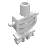 Light gray LEGO skeleton torso part with rounded rib cage, thin shoulder ball joints, neck stud, and lower connection pins.