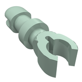 Light green LEGO Arm Skeleton part 6265, featuring a pin connector on one end and a clip/claw on the other.