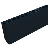 Dark grey LEGO plate, 2x12, with twelve studs visible on its top surface, shown at an angle against a white background.