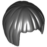 LEGO 62711 dark gray minifigure hair short, bob cut with textured strands, angled view.