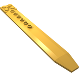 Yellow LEGO Plate, Modified 2 x 16 with Angled Side Extensions and Axle Hole (Rotor Blade) 62743
