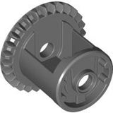 Dark gray LEGO Technic Gear Differential 28 Tooth Bevel, with inner tabs and a closed center.