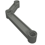 Dark gray LEGO Technic Link 1 x 9 Bent (6 - 4) with three circular connection points.