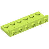 Lime green LEGO Bracket 2 x 6 - 1 x 6 Inverted (part 64570) with 6 studs on top and 6 holes on the side.