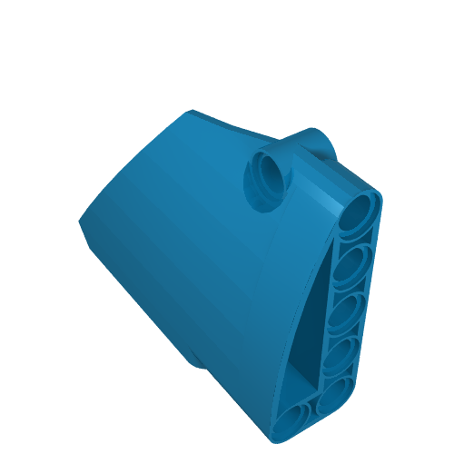 A blue LEGO Technic Panel Fairing #14 Large Short Smooth, Side B, rendered on a white background, showing its connection points.